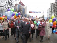Профсоюзный актив идет на митинг