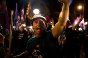 Грузинские шахтеры маршируют к парламенту