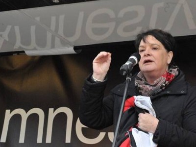 Лидер Международной конфедерации профсоюзов Шэррон Барроу поддержала движение "Захвати Уолл-Стрит"