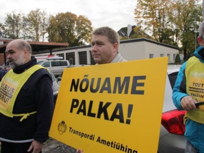 Транспортники Эстонии вышли на пикет солидарности с медиками