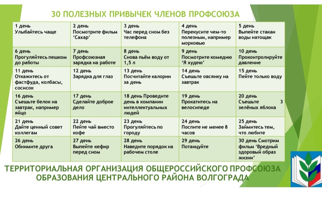 Марафон "30 полезных привычек члена профсоюза" Марафон "30 полезных привычек члена профсоюза"